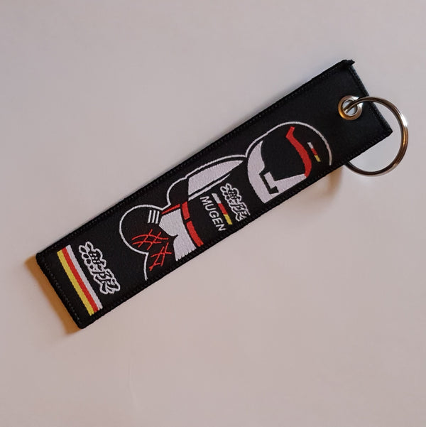 JDM Deluxe Woven Fabric Keytag - Red/Black